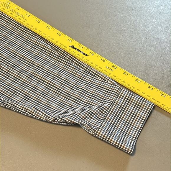 Jos A Bank Traveler‘s Collection Brown Blue White Plaid Button Down Men's Medium - Picture 4 of 6